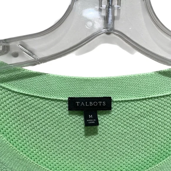 Talbots Textured Button Sleeve Pullover Light Green Women’s Size Medium - Picture 5 of 8